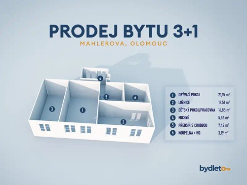 Prodej bytu 3+1 73 m²
