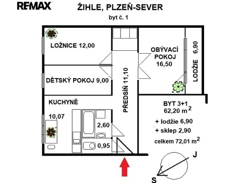 Prodaný byt 3+1 62 m²