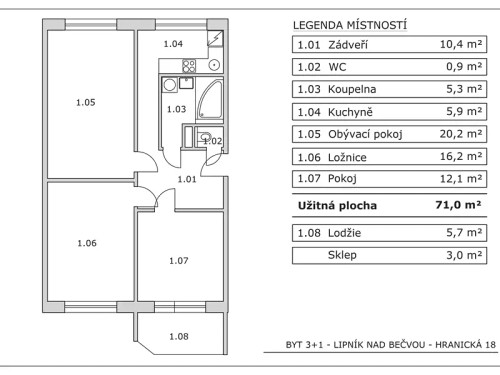 Prodej bytu 3+1 71 m²
