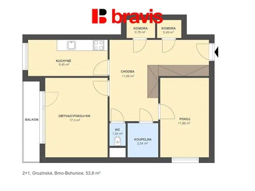 Prodaný byt 2+1 53 m²