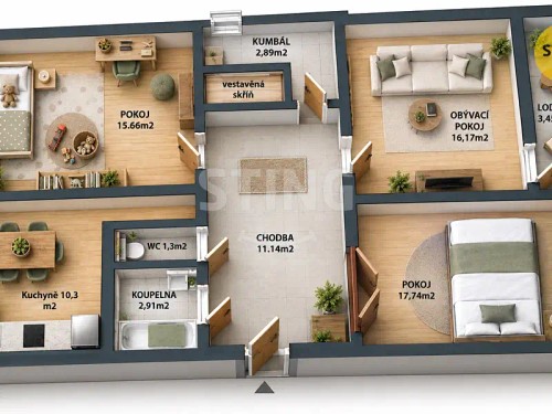 Prodej bytu 3+1 82 m²