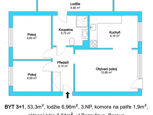 Prodej bytu 3+1 53 m²