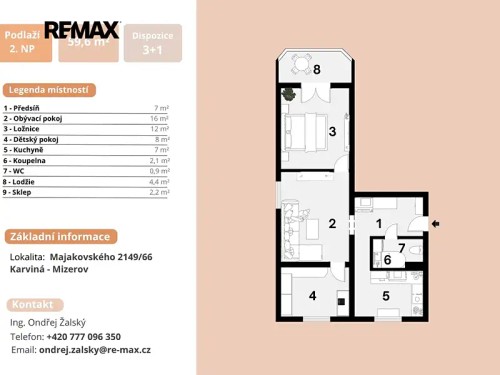 Prodej bytu 3+1 59 m²