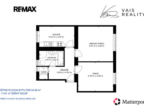 Prodej bytu 2+1 55 m²