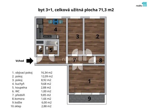 Prodaný byt 3+1 71 m²