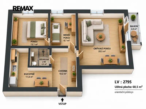 Prodej bytu 2+1 68 m²