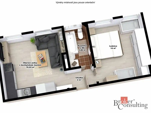Prodaný  byt 2+kk 36 m²