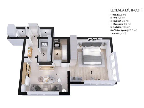 Prodaný  byt 2+1 52 m²