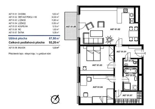 Prodaný byt 3+kk 93 m²