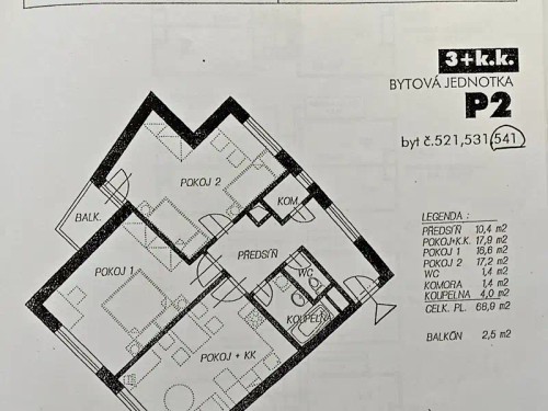 Prodej bytu 3+kk 69 m²