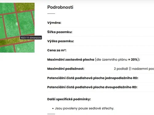 Prodej stavebního pozemku 954 m²