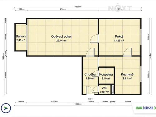 Prodaný  byt 2+1 55 m²