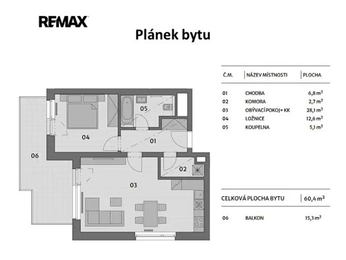 Prodej bytu 2+kk 61 m²