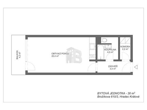 Prodaný byt 1+kk 30 m²