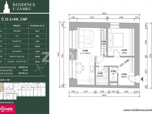 Prodej bytu 2+kk 70 m²