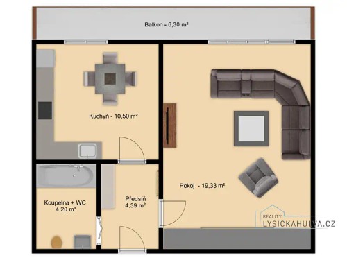 Prodaný  byt 1+1 44 m²