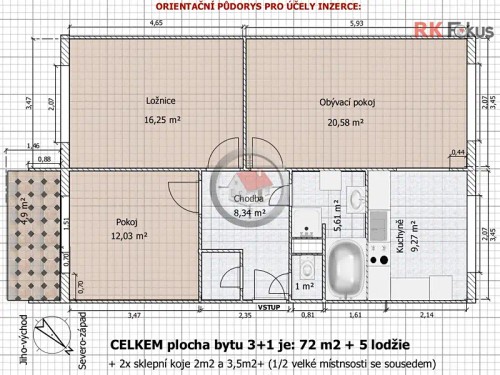 Prodej bytu 3+1 72 m²