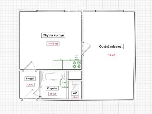 Prodaný  byt 1+1 35 m²
