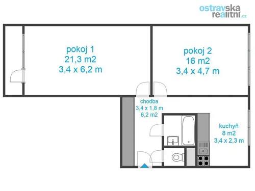 Prodej bytu 2+1 54 m²