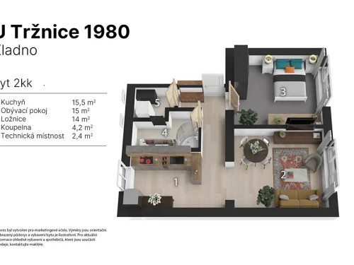 Prodej bytu 2+kk 52 m²