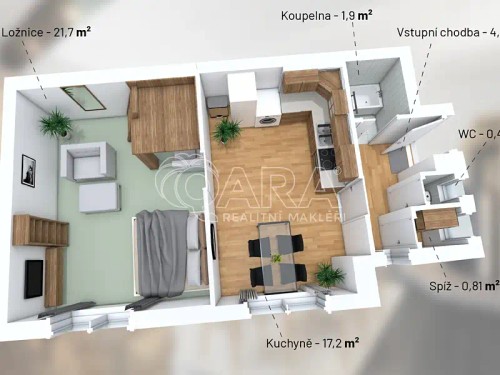 Prodej bytu 1+1 45 m²