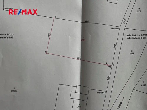 Prodej stavebního pozemku 1033 m²