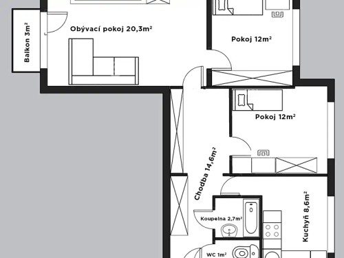 Prodaný  byt 3+1 71 m²