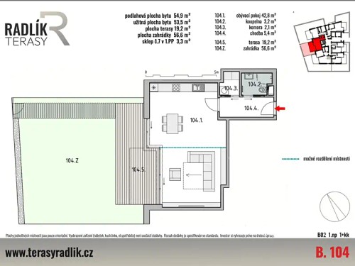 Prodej bytu 1+kk 54 m²