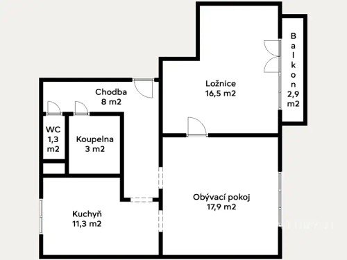 Prodaný  byt 2+1 60 m²