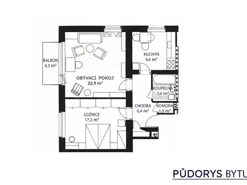 Prodej bytu 2+1 61 m²