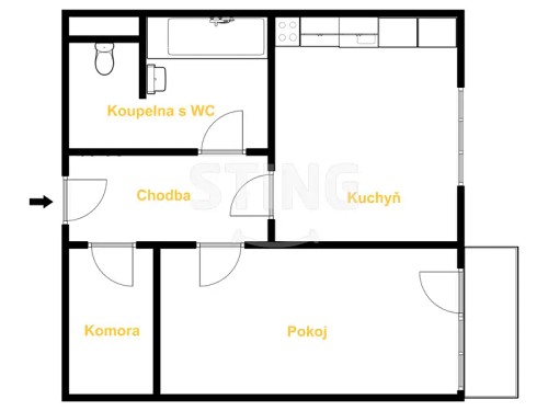 Prodej bytu 1+1 44 m²
