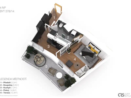 Prodaný  byt 1+1 47 m²