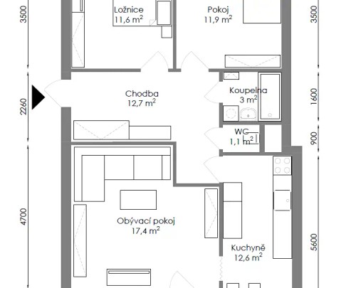 Prodaný  byt 3+1 78 m²