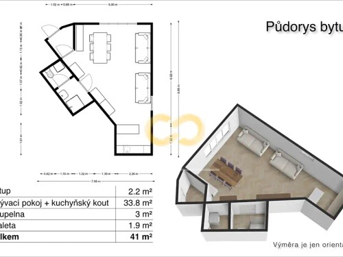 Prodej bytu 1+kk 43 m²