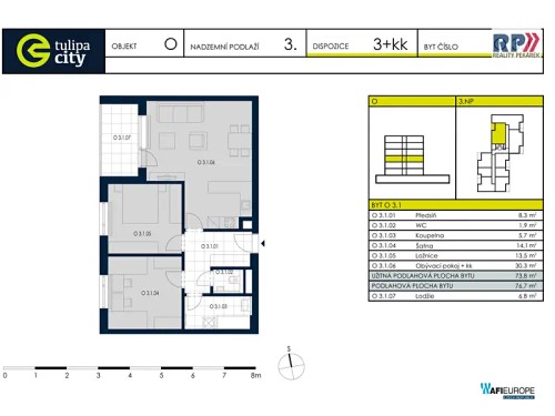 Prodaný byt 3+kk 74 m²