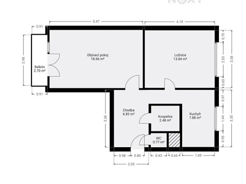 Prodaný  byt 2+1 53 m²