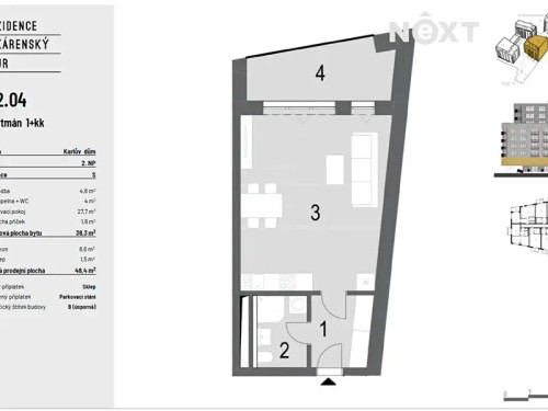 Prodej bytu 1+kk 37 m²