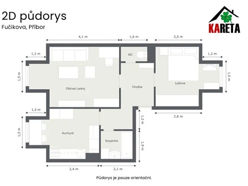 Prodaný  byt 2+1 57 m²