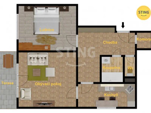 Prodej bytu 2+1 70 m²