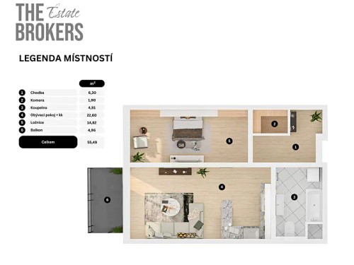 Prodej bytu 2+kk 54 m²