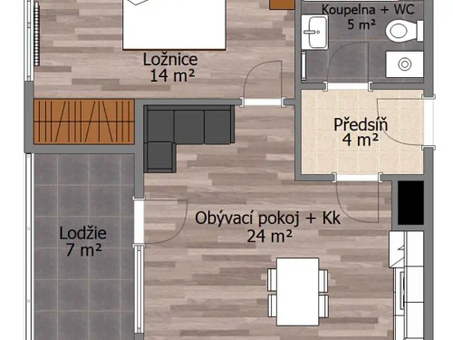 Prodaný  byt 2+kk 49 m²