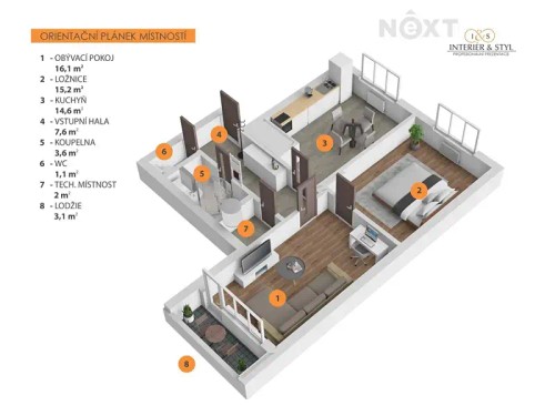 Prodej bytu 2+1 60 m²