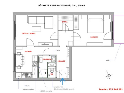 Prodaný  byt 2+1 56 m²