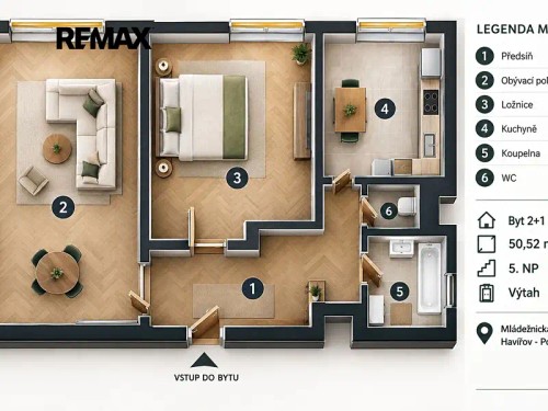 Prodej bytu 2+1 50 m²