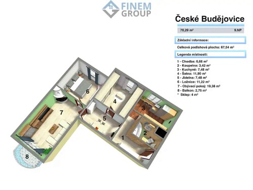 Prodaný  byt 3+1 74 m²