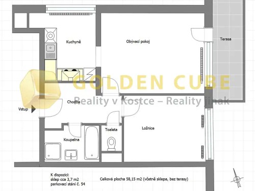 Prodaný byt 2+1 58 m²