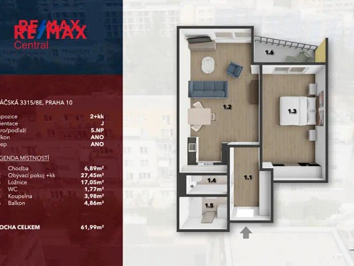 Prodaný byt 2+kk 57 m²