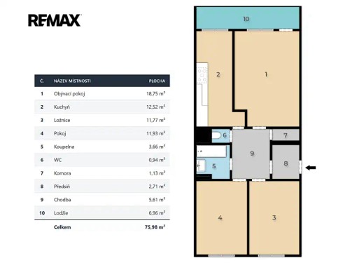 Prodej bytu 3+kk 69 m²