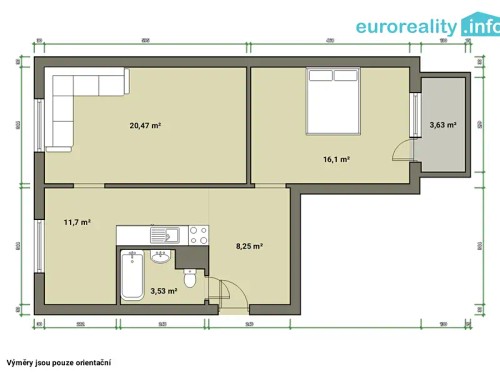 Prodej bytu 2+1 55 m²