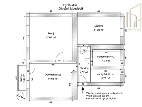 Prodej bytu 3+kk 57 m²